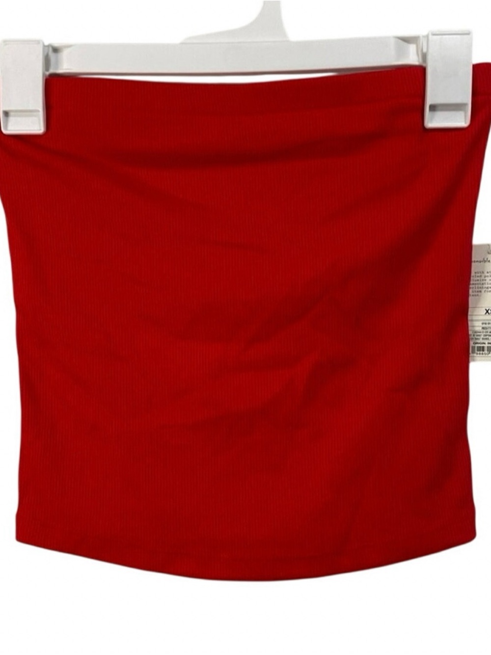 a new day Red Ribbed Crop Tube Top